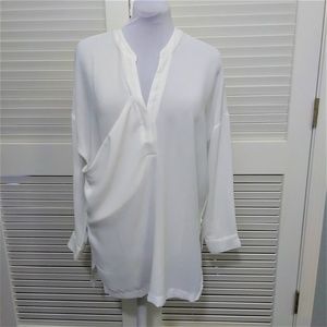 White Long Sleeve Pop Over Tunic by Lush